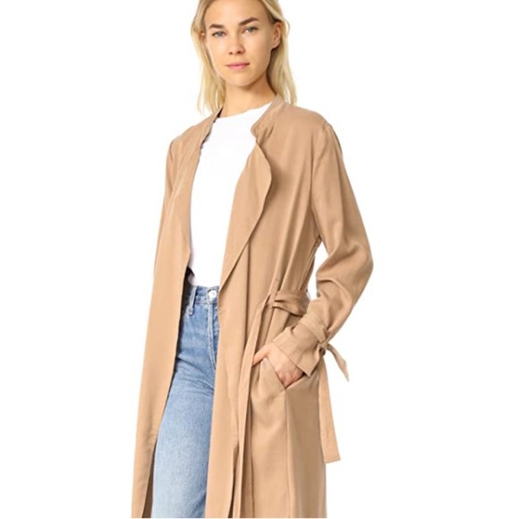 NWT Splendid Women's Sandwash Twill Trench Coat Dark Macadamia Size M L $180 - Picture 1 of 5
